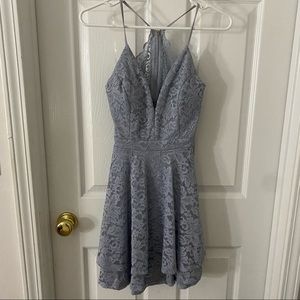Blue lace homecoming dress